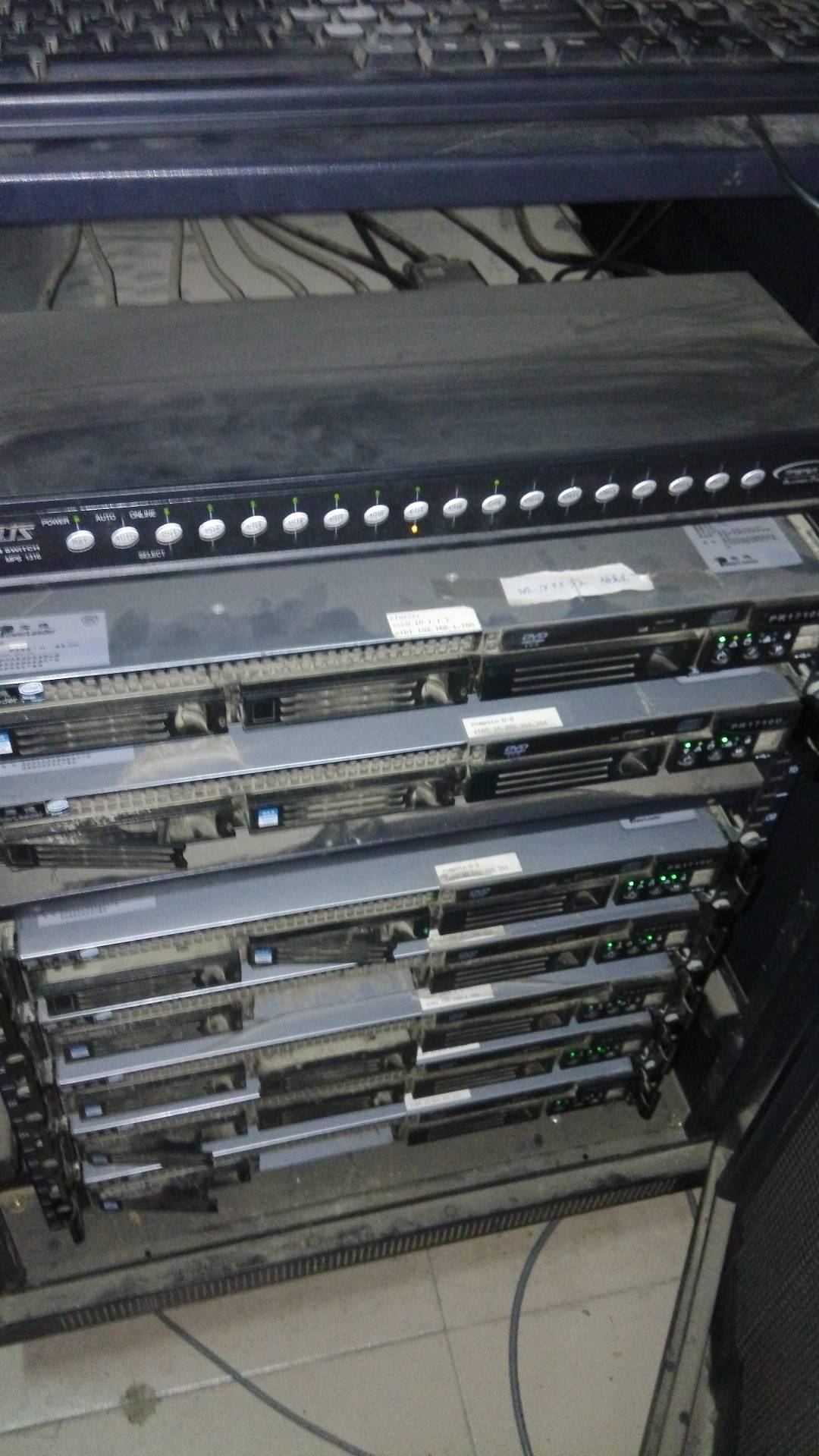 Above: The servers in the Youth College computer room at school, with a layer of dirt on top