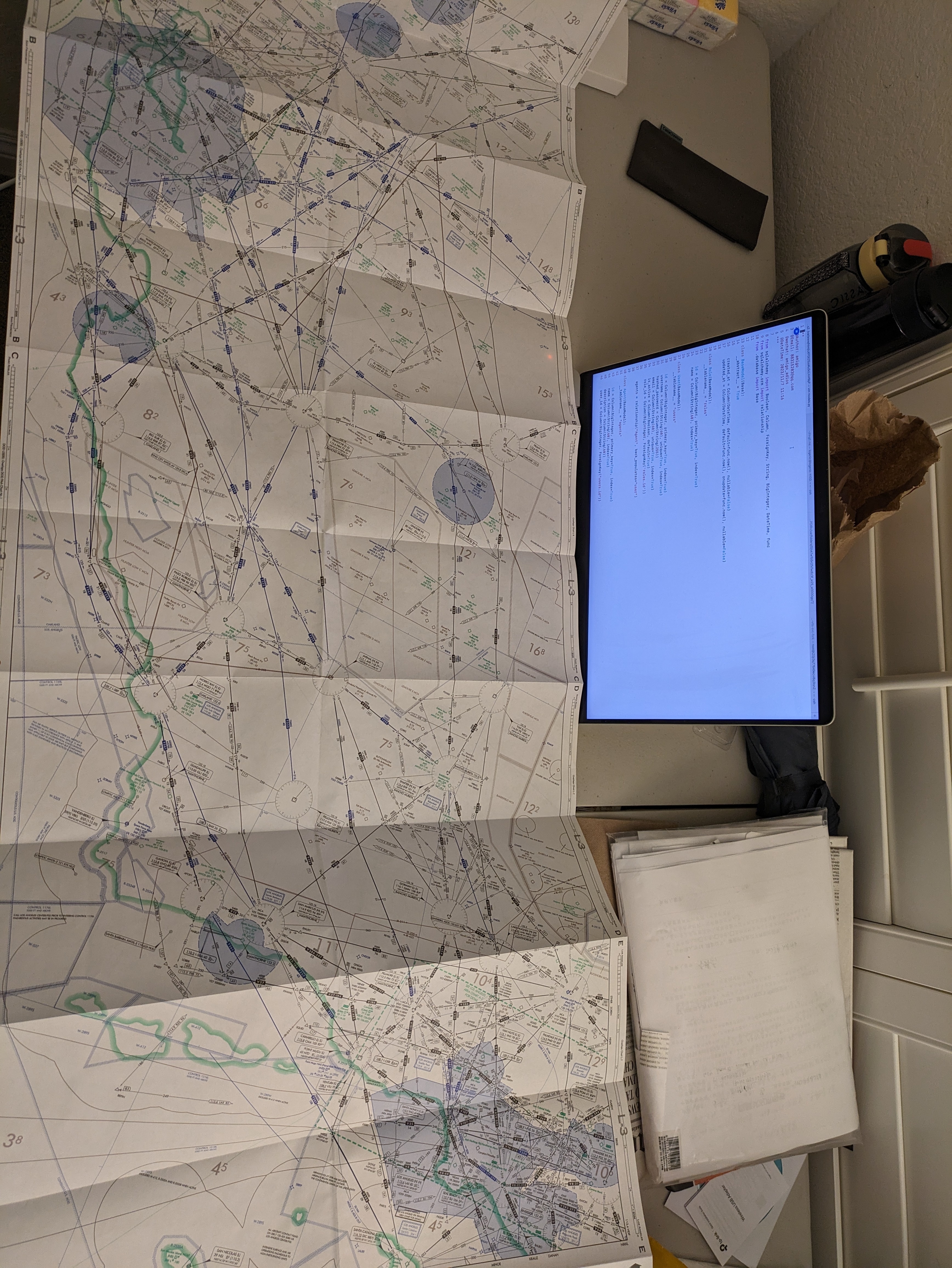 IFR chart, from the Bay Area at the top to LA at the bottom